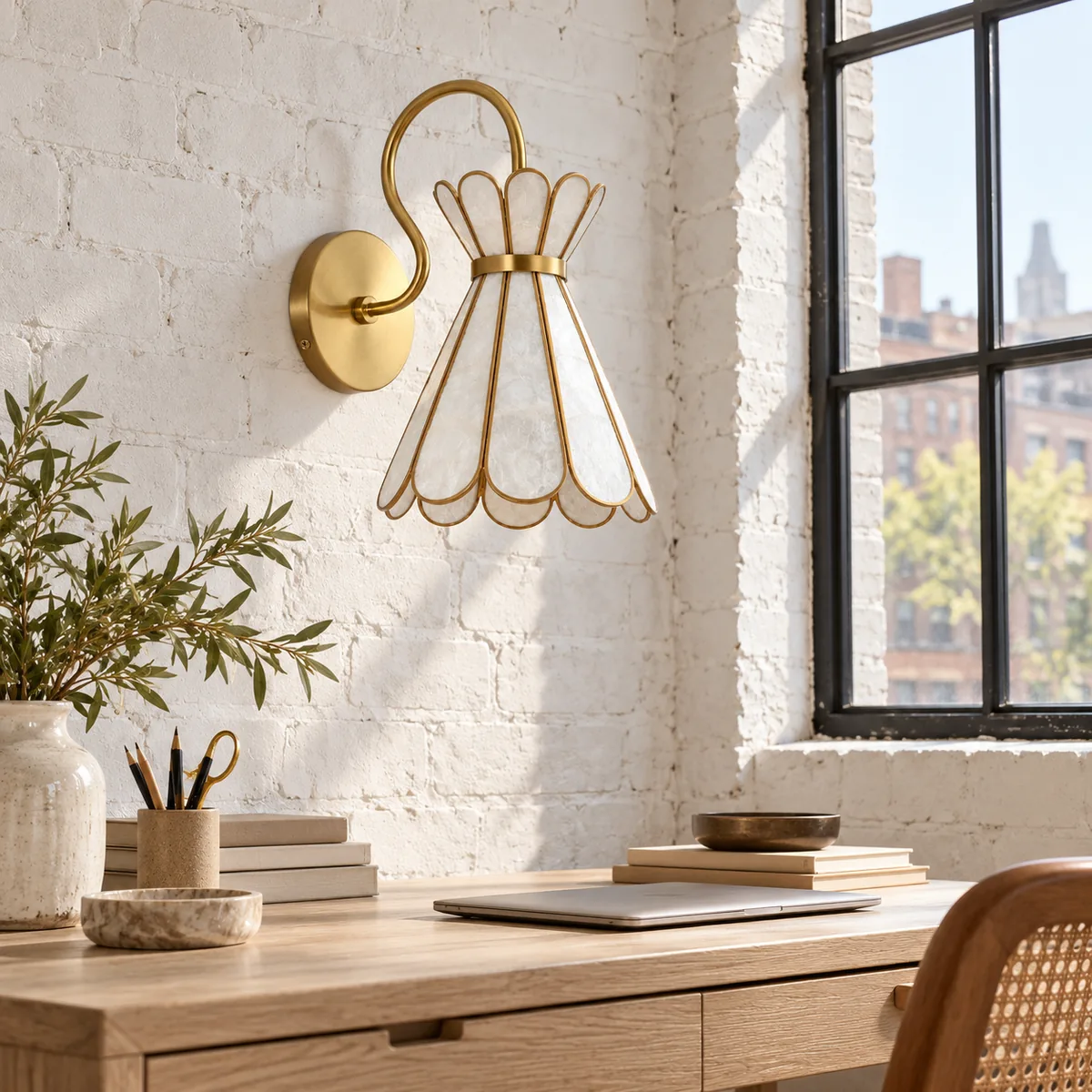 Studio Sconce Shaped by Capiz Petals