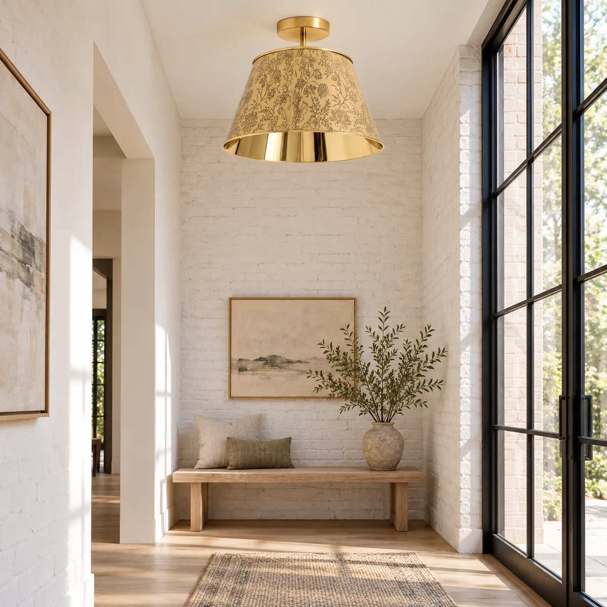 Studio Flush Mount with a Floral Shade