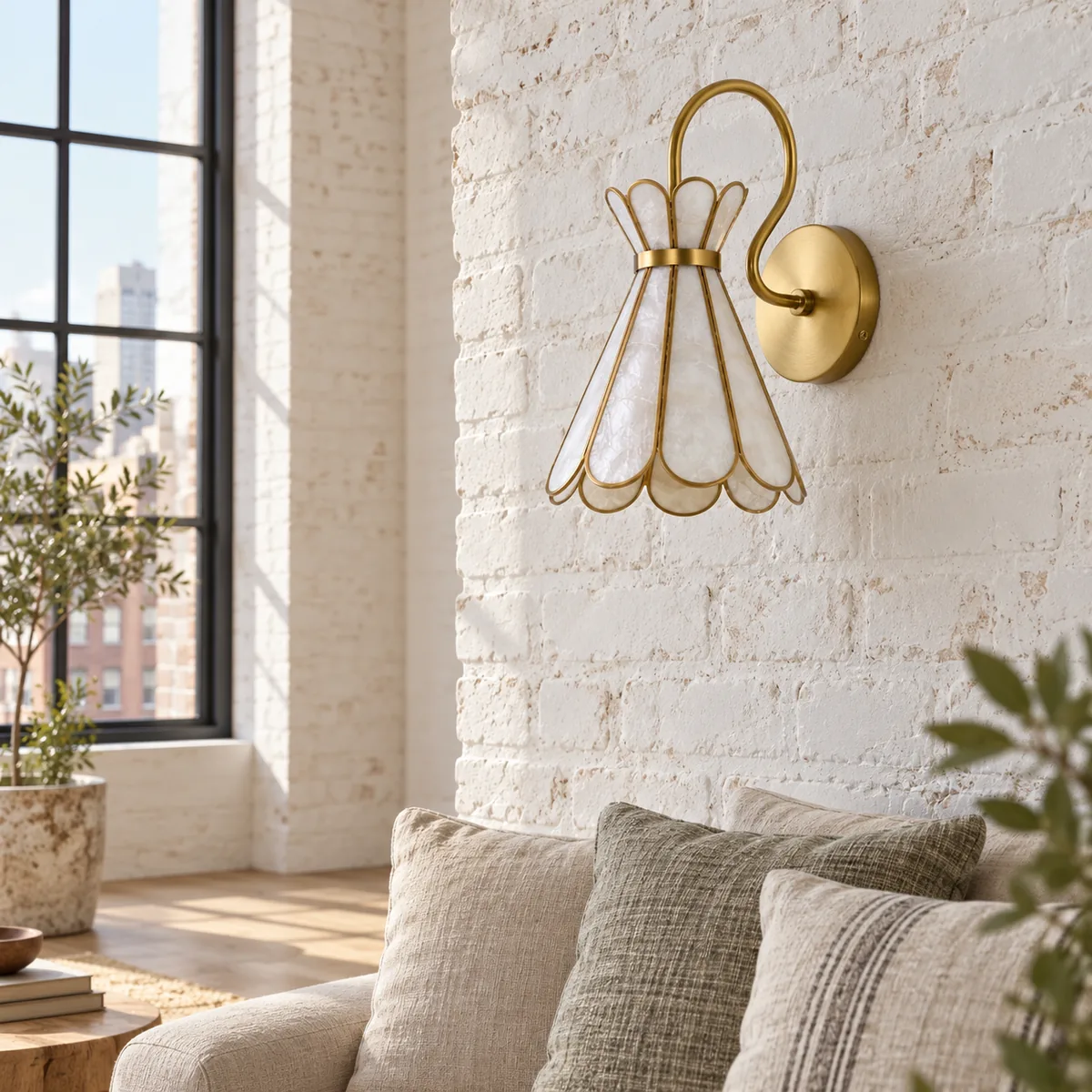 Studio Sconce Shaped by Capiz Petals