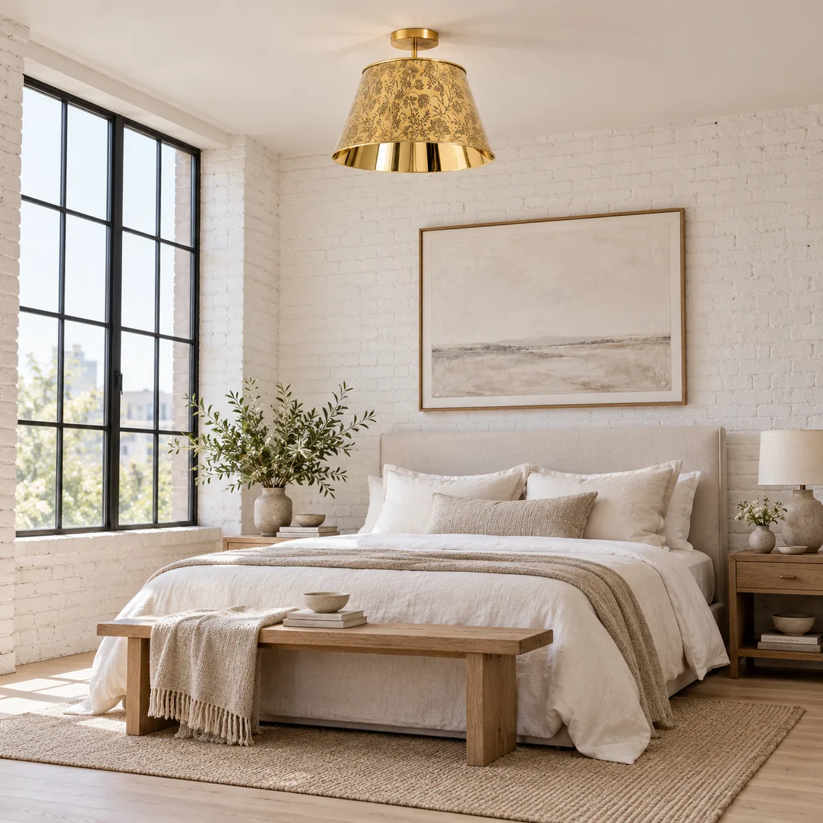 Studio Flush Mount with a Floral Shade