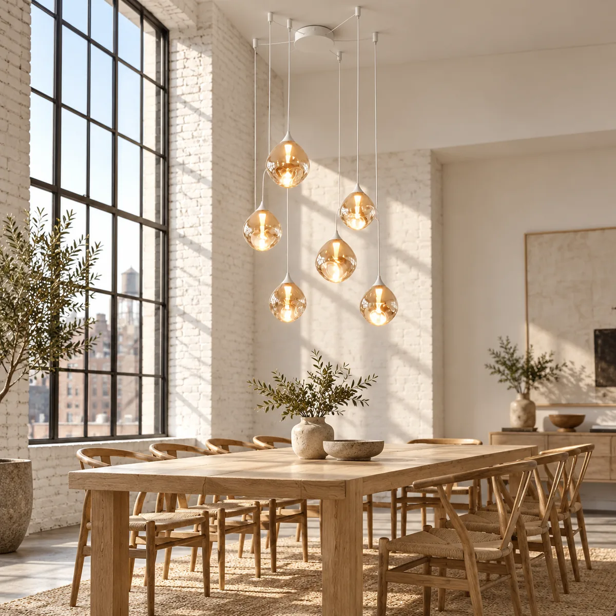 Studio Pendant with Adjustable Glass Shades