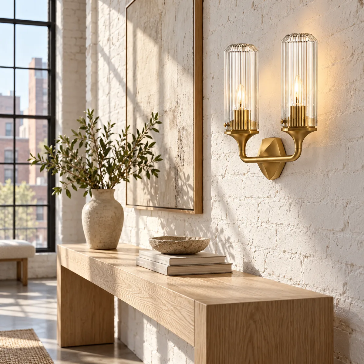 Studio Wall Sconce with a Faceted Plate