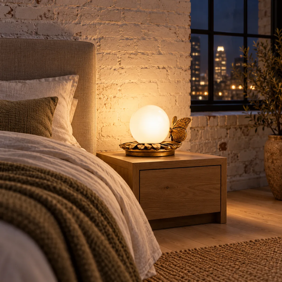 Studio Table Lamp Shaped by a Cast Butterfly