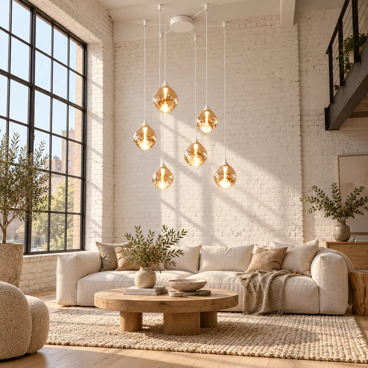 Studio Pendant with Adjustable Glass Shades