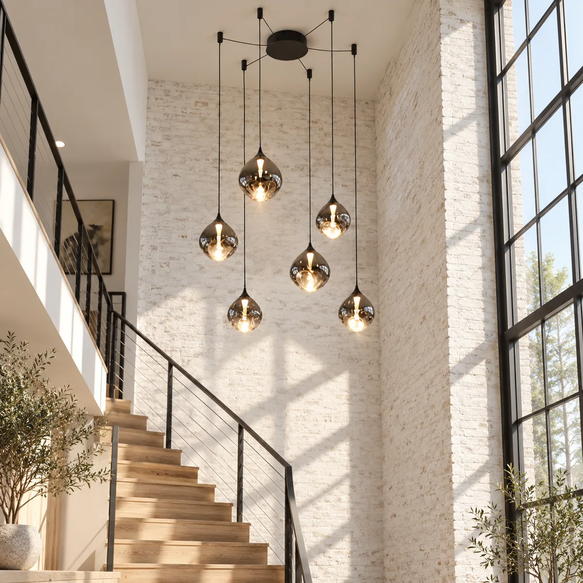 Studio Pendant with Adjustable Glass Shades
