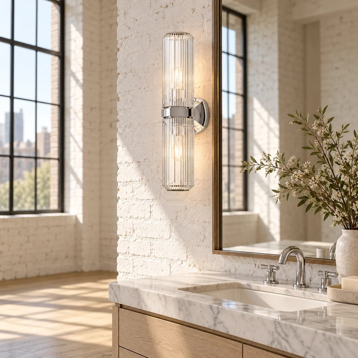 Studio Wall Sconce with a Faceted Plate
